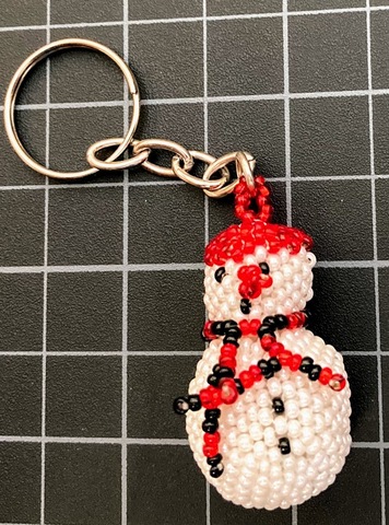 Beaded Snowman Keychain 
