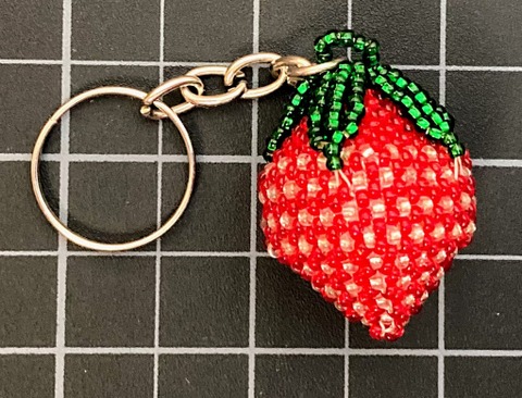 Beaded Strawberry Keychain 