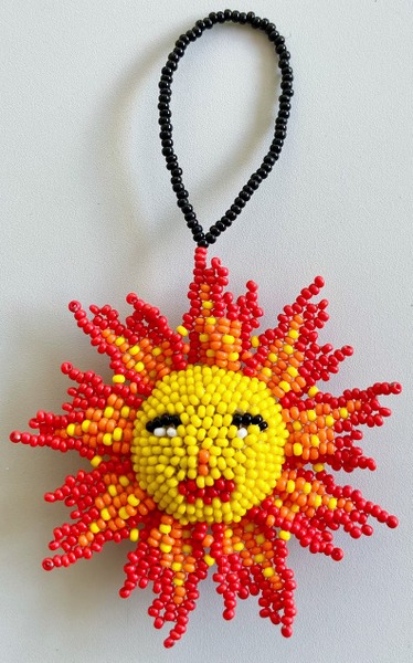 Beaded Sun Ornament Radiant Artisan Celestial Decor