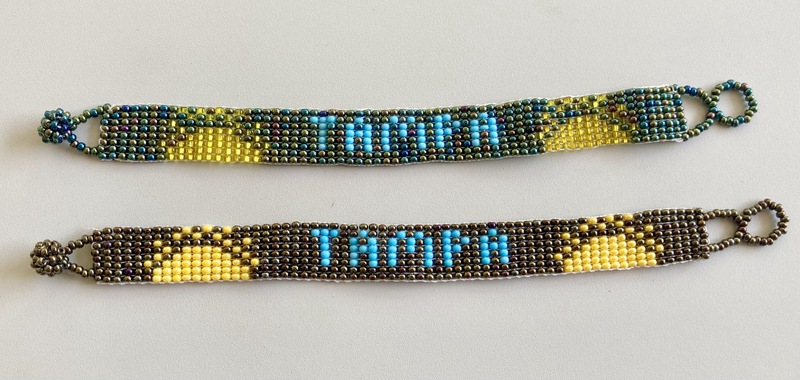 Hand-beaded Tampa bracelet with vibrant tropical patterns
