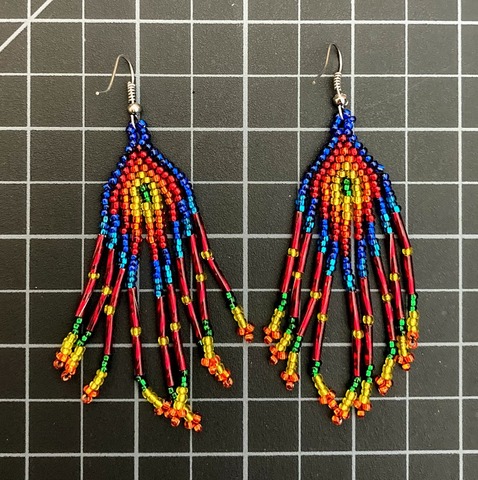 Beaded Traditional Earrings Rainbow 