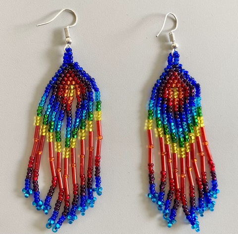 Beaded Traditional Earrings Rainbow 