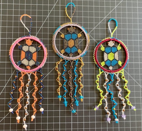 Beaded Turtle Dreamcatcher Ornament Native American style