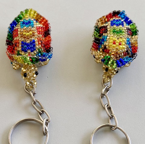 Keychain - Beaded - Turtle Rainbow - Artisan Crafted in Guatemala