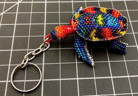 Beaded Turtle Keychain - Rainbow Rainbow