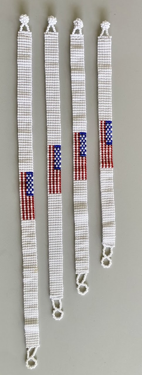 Beaded US Flag Anklet Artisan Handcrafted Patriotic Jewelry