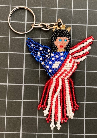 Beaded USA Angel Keychain 