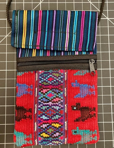 Passport purse in traditional huipil cloth 