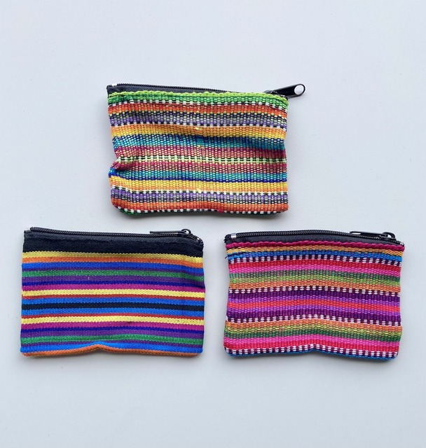 Cotton coin purse multicolor made from belting 