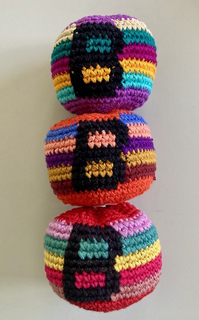 Custom Single Letter Footbag - Hand-Woven Crochet Guatemalan, Guatemala, Mayan, handmade, colorful, wholesale, artisan, Custom, Letter, Footbag