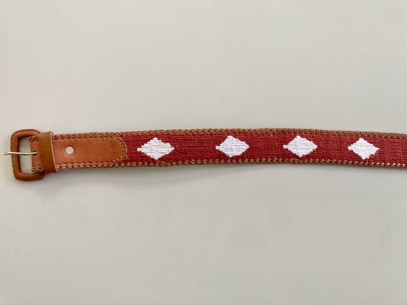 Diamond Belt Brick Guatemalan, Guatemala, Mayan, handmade, colorful, wholesale, artisan, Leather, Cotton, Southwest, Belt, Diamonds, Brick