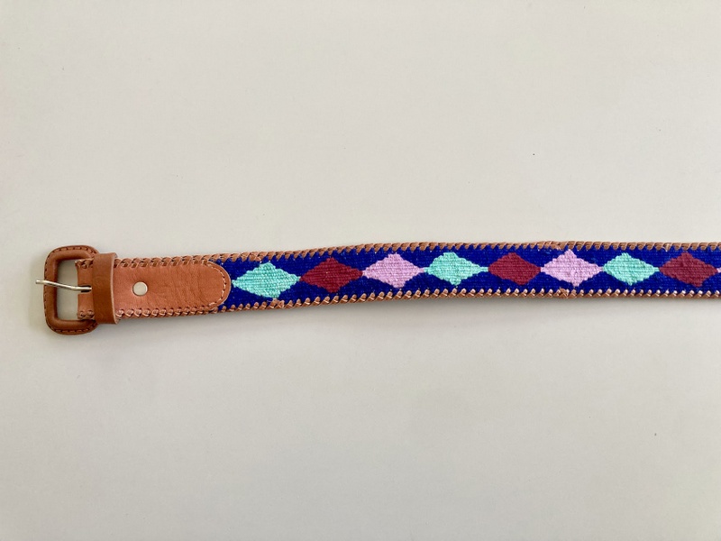 Diamond Belt Multicolor Guatemalan, Guatemala, Mayan, handmade, colorful, wholesale, artisan, Leather, Cotton, Southwest, Belt, Diamonds, Multicolor