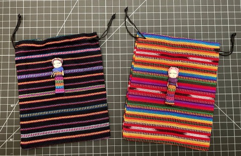 Drawstring Bag 7 X 6 Inches With Worry Doll - Half pound coffee bag 