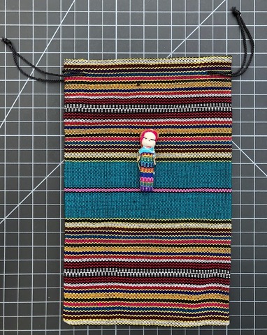 Drawstring Bag 9 X 6 With Worry Doll - One pound coffee bag 