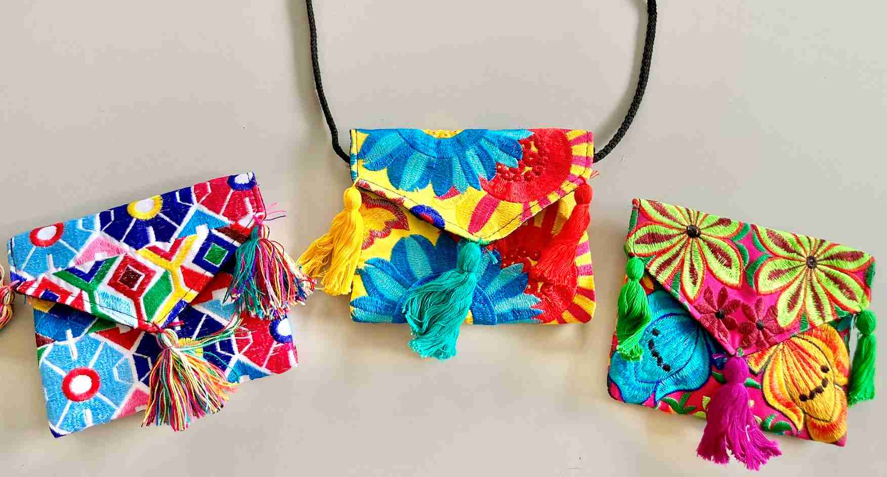 Embroidered Purse with Tassels - Handcrafted Guatemalan  - Handmade in Guatemala