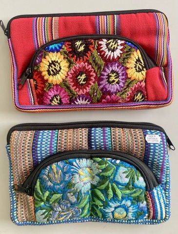 Embroidered Rectangular 2 Zipper Purse Artisan Handcrafted