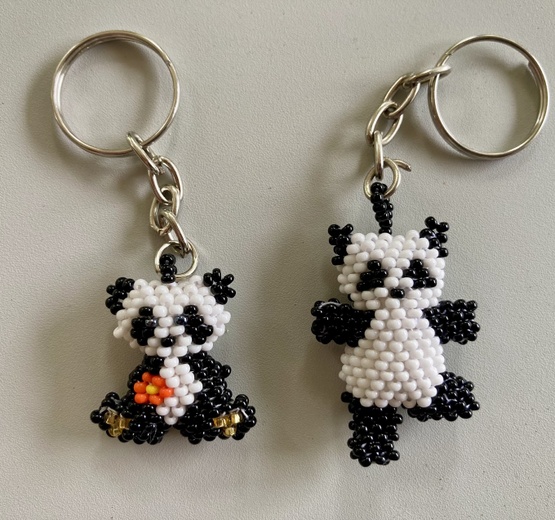 Keychain - Beaded - Panda Guatemalan, Guatemala, Mayan, handmade, colorful, wholesale, artisan, Beaded, Panda, Keychain