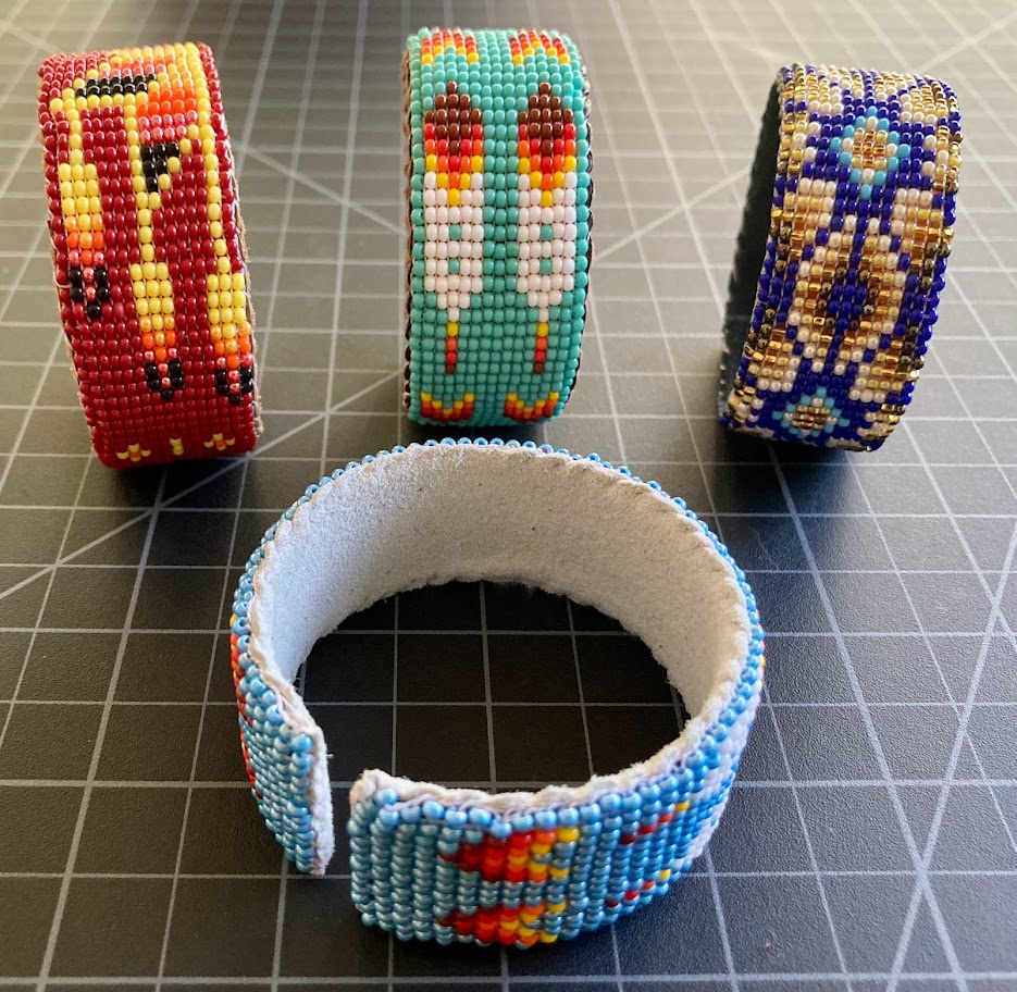 Leather Bead Cuff 15 row Native American Style