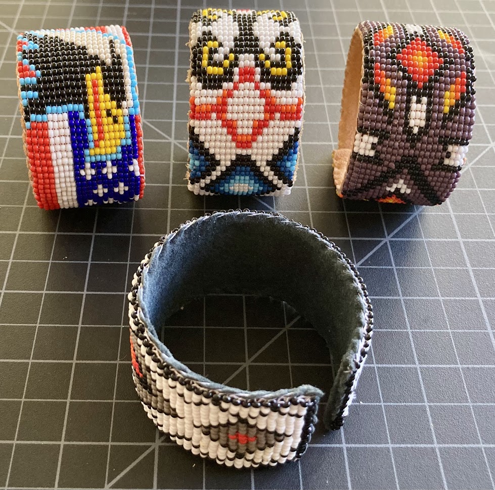 Leather Bead Cuff 21 row  Native American Style