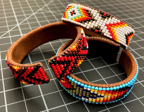 Leather Bead Cuff Native American Style 9 Row Native American Style