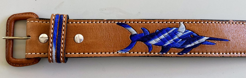 Marlin Belt Artisan Made   Guatemalan, Guatemala, Mayan, handmade, colorful, wholesale, artisan, Leather, Cotton, Belt, Fish, Marlin