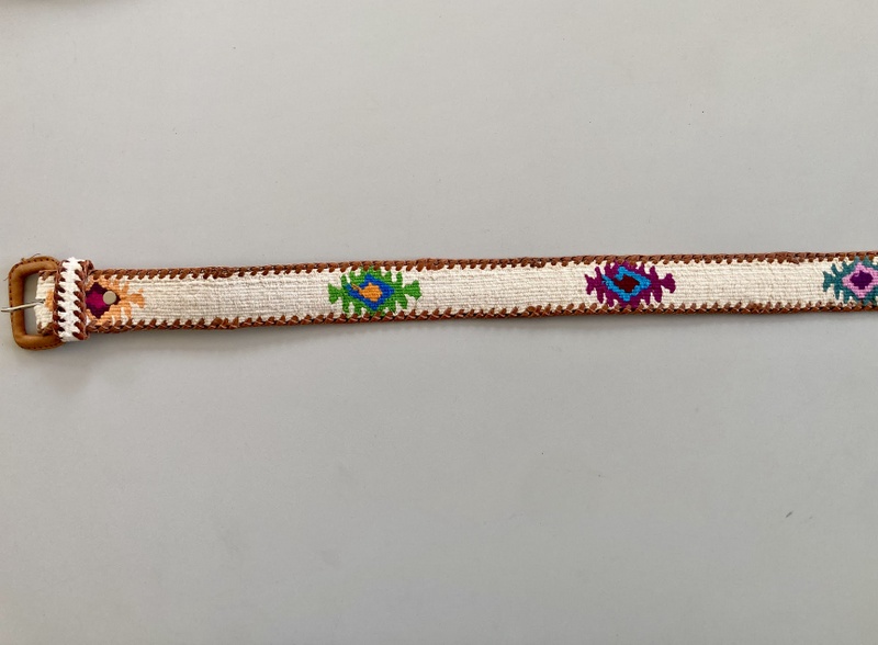 Natural White Southwest Belt  Guatemalan, Guatemala, Mayan, handmade, colorful, wholesale, artisan, Leather, Cotton, Southwest, Belt, Natural White