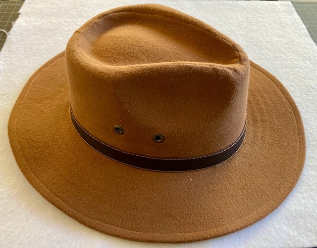 Brown Faux Suede Covered Palm Hat 