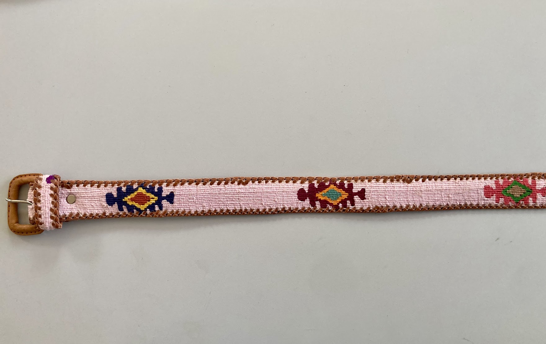 Pink Southwest Belt   Guatemalan, Guatemala, Mayan, handmade, colorful, wholesale, artisan, Leather, Cotton, Southwest, Belt, Pink