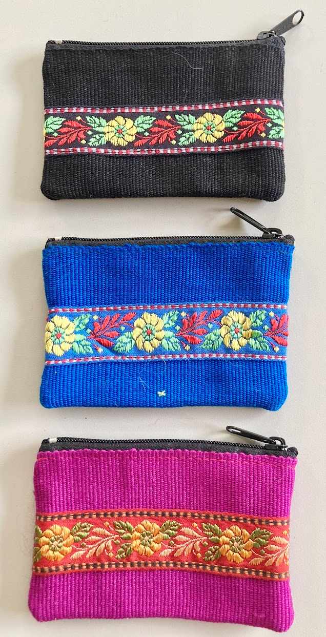 Purse - Coin - Embroidered Flower - Handmade in Guatemala