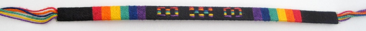 Rainbow Cotton Friendship Bracelet Black background rainbow