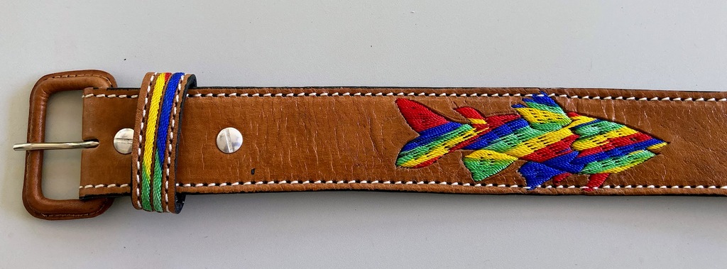 Rainbow Trout Belt Artisan Made  Guatemalan, Guatemala, Mayan, handmade, colorful, wholesale, artisan, Leather, Cotton, Belt, Fish, Rainbow, Trout