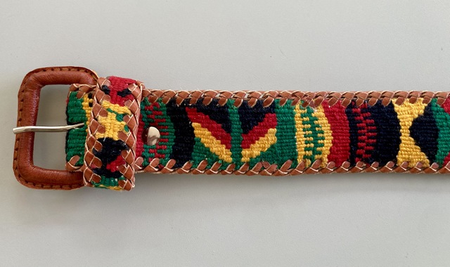 Rasta Leather Belt  Guatemalan, Guatemala, Mayan, handmade, colorful, wholesale, artisan, Leather, Cotton, Southwest, Belt, Rasta
