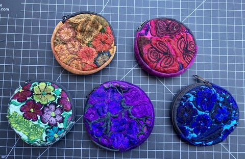 Round Coin Purse - Overdye Embroidered 