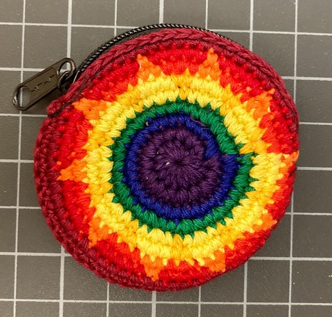 Round Crochet Coin Purse - Rainbow 