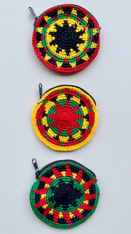 Round Crochet Coin Purse Rasta large 