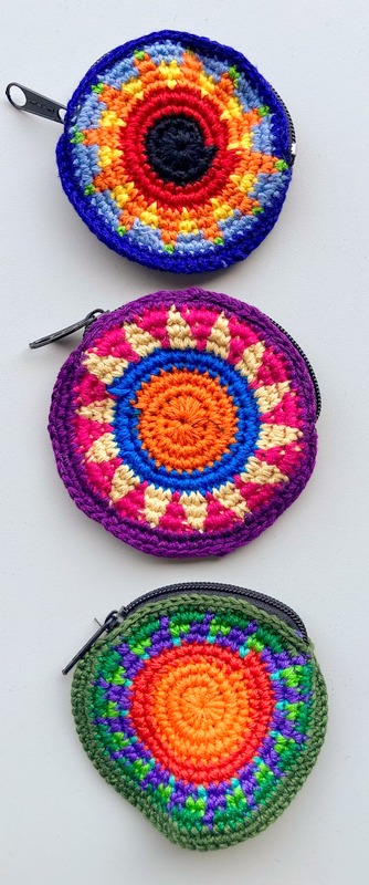 Round Crochet Coin Purse multicolors small 