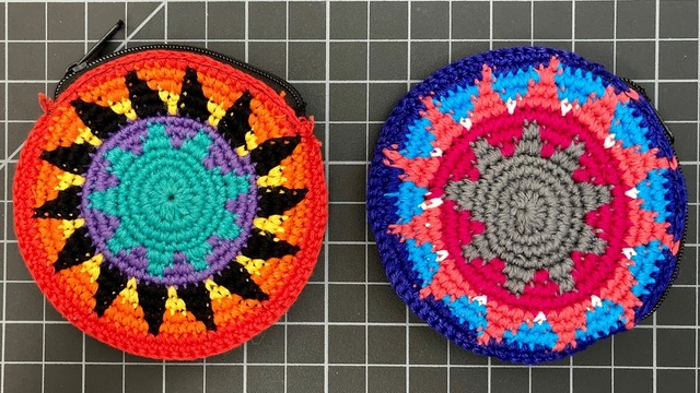 Round Crochet Coin Purse multicolors large 