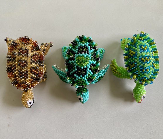 Sea Turtle Barrette - Handmade Czech Glass Beaded Guatemalan, Guatemala, Mayan, handmade, colorful, Beaded, Sea Turtle, Barrette