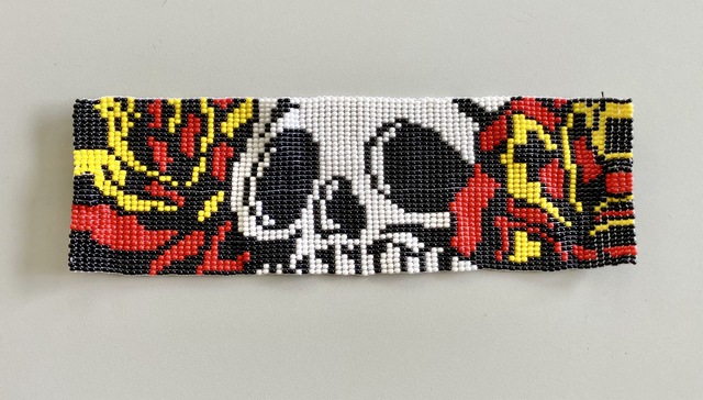 Skull & Flame Bracelet - Loomed Beaded - Artisan Crafted in Guatemala