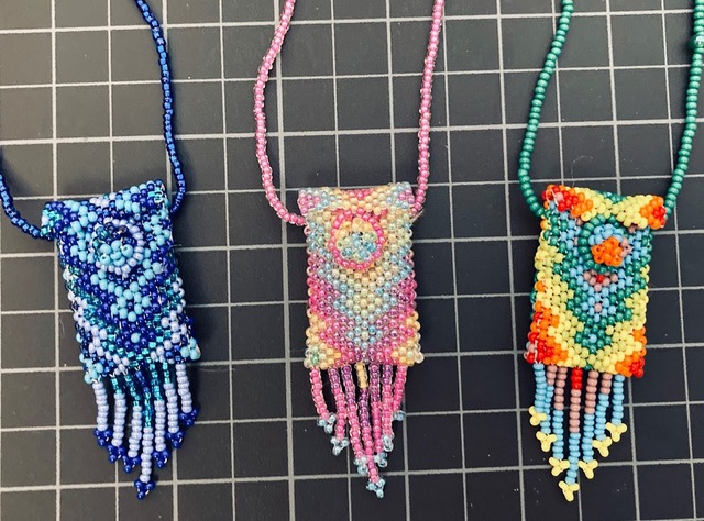 Small Beaded "Medicine Pouch" Necklace 