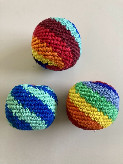 Spiral Footbag Guatemalan, Guatemala, Mayan, handmade, colorful, wholesale, artisan, spiral, blue, green, Footbag