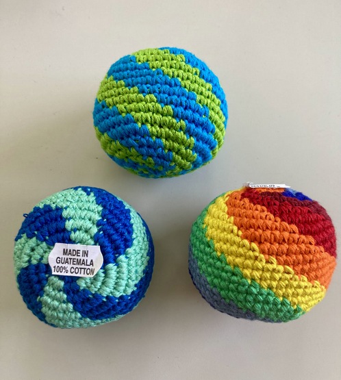 Spiral Footbag Guatemalan, Guatemala, Mayan, handmade, colorful, wholesale, artisan, spiral, blue, green, Footbag