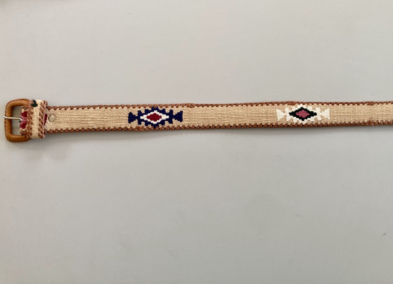 Tan Southwest Belt  Guatemalan, Guatemala, Mayan, handmade, colorful, wholesale, artisan, Leather, Cotton, Southwest, Belt