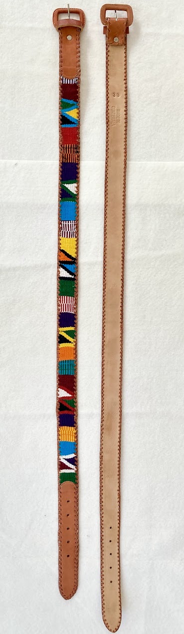 Leather & Cotton Belt - Traditional Mayan Pattern - Artisan Crafted in Guatemala
