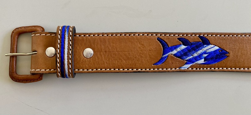 Tuna Belt Artisan Made  Guatemalan, Guatemala, Mayan, handmade, colorful, wholesale, artisan, Leather, Cotton, Belt, Fish, tuna