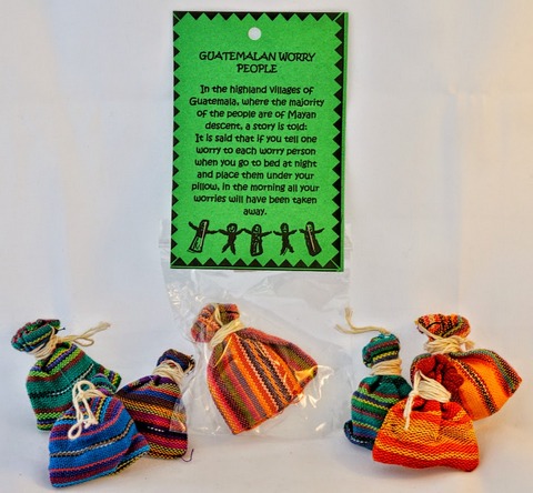 Worry doll bag with gift tag