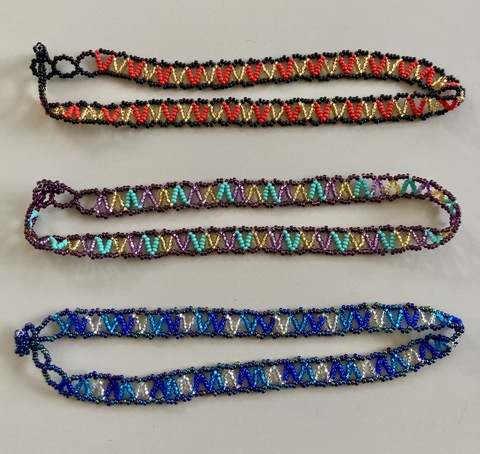 Zig Zag Necklace Artisan Hand-Beaded Statement Jewelry