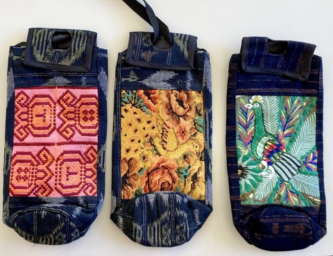 Water Bottle Holder Large Hand-Loomed Cotton with Strap