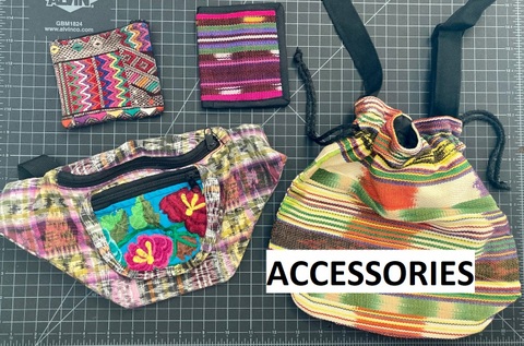 colorful purses, bags, apparel and more.
