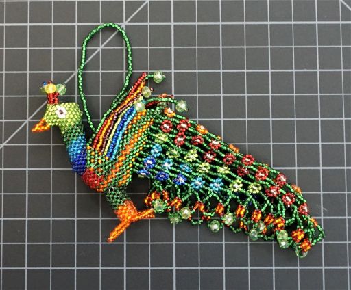 Beaded Peacock Ornament - Extra Large 